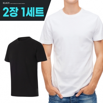(2장세트) 클라우스 30수 무지 반팔 티셔츠 기본 라운드 면티