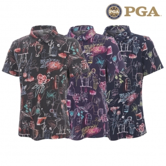 PGA 24 S/S 여성 믹스패턴 반팔 PK 티셔츠